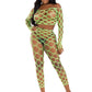 2 Pc Net Crop Top and Footless Tights