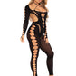 Opaque Cut Out Footless Bodystocking